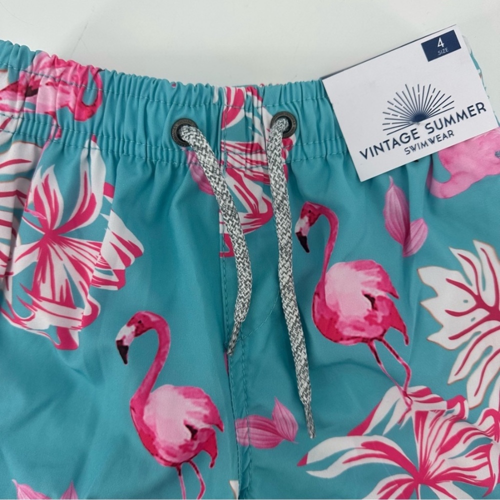 Vintage Summer Boy’s Swim Trunks Flamingos Size 4 New with Tag - Picture 3 of 9